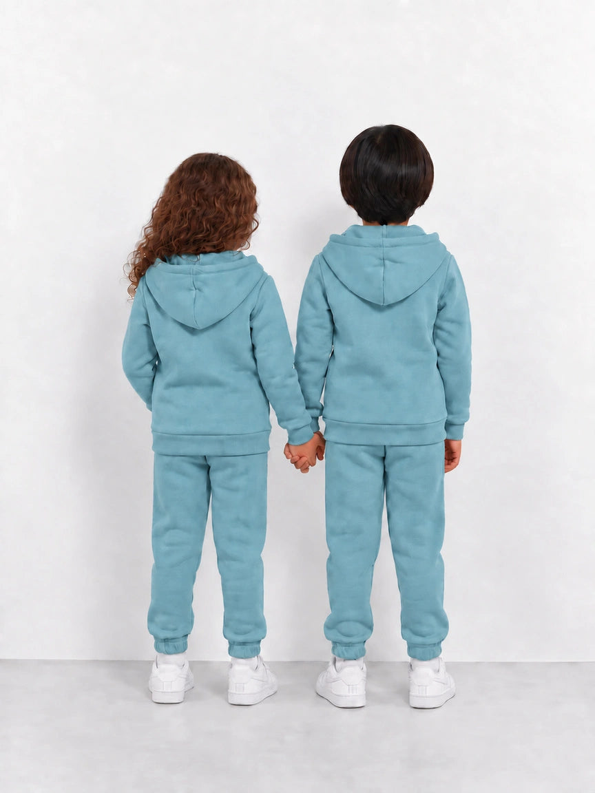 Muted Aqua Zipper Hoodie and Trouser Set