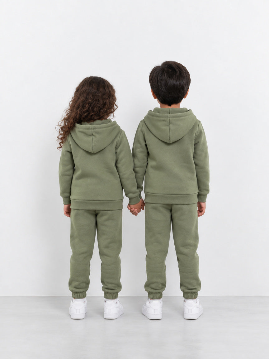 Sage Olive Kids Zipper Hoodie & Trouser Set