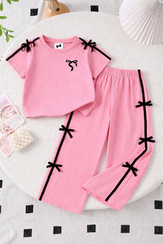 Sweet Bow Charm Outfit | Shirt + Trouser Set