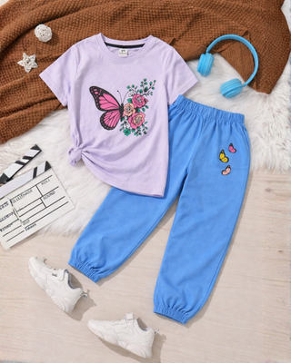 Butterfly Blossom Delight Outfit | Shirt + Trouser Set