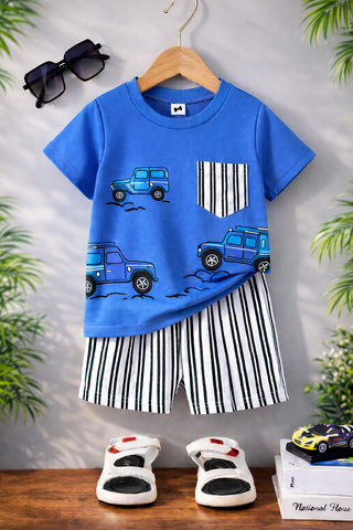 Blue Jeep Outfit | T-Shirt + Shorts Set