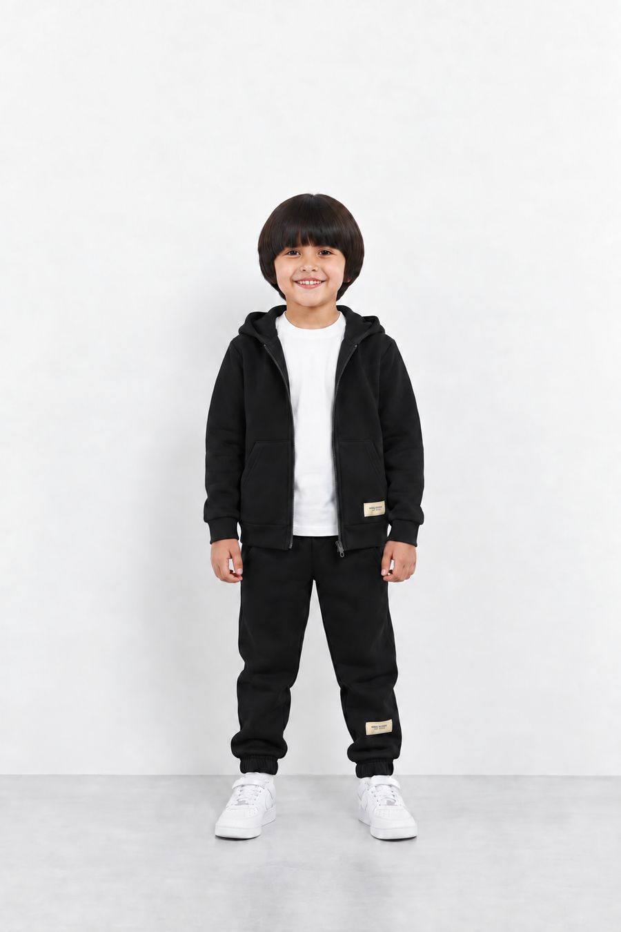 Black Zipper Hoodie and Trouser Set