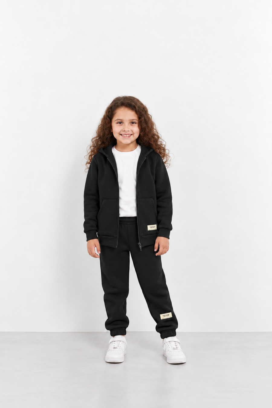 Black Zipper Hoodie and Trouser Set
