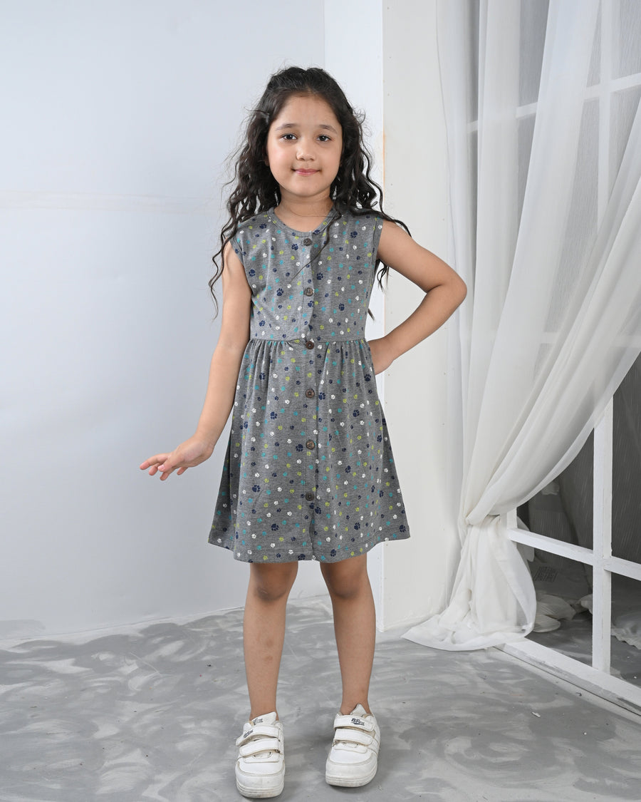 Grey Daisy Delight Outfit | Dress + Legging Set