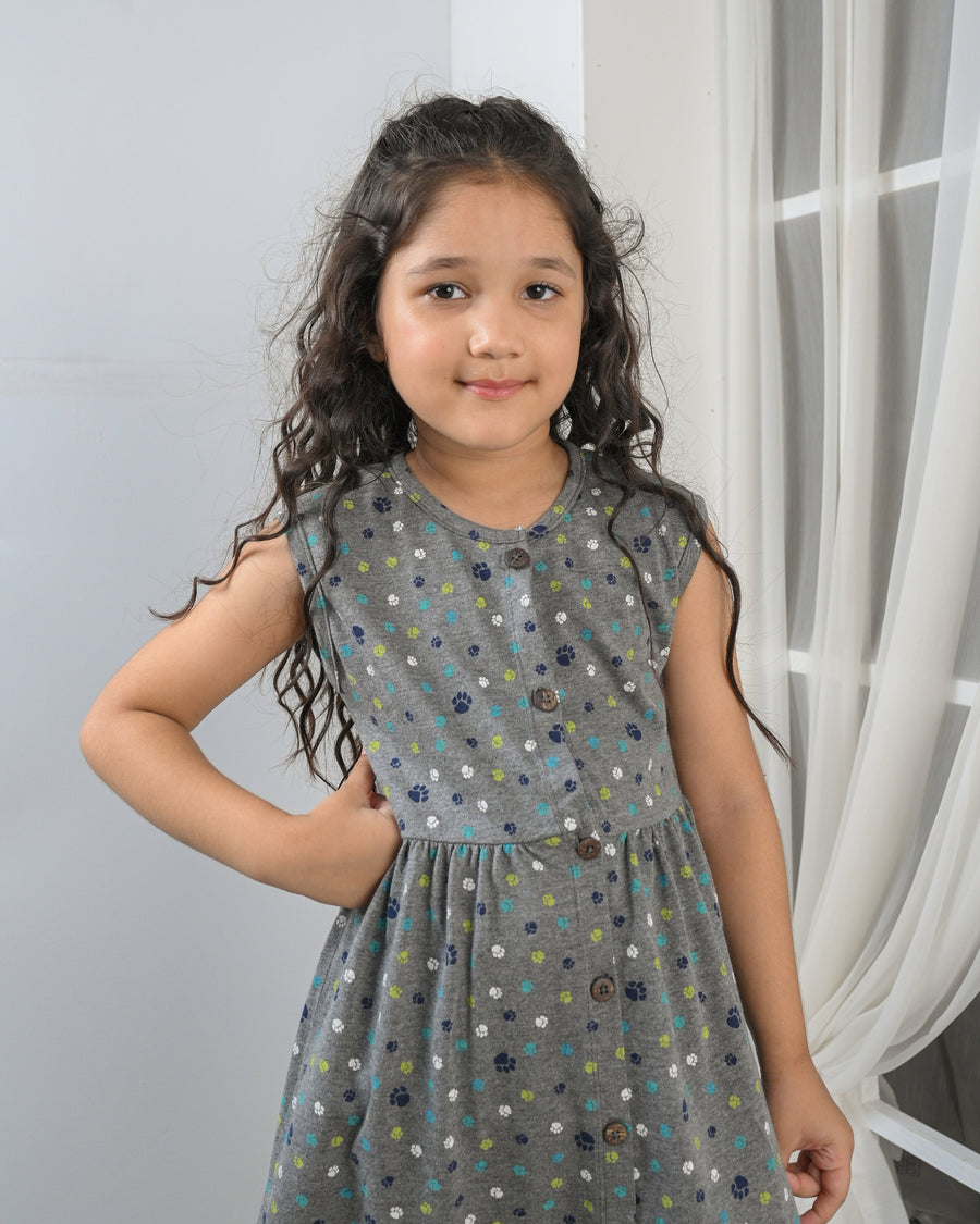 Grey Daisy Delight Outfit | Dress + Legging Set