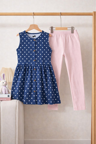 Polka Grace Outfit | Top + Lycra Legging Set