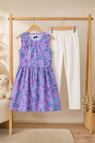 Purple Ocean Star Outfit | Dress + Legging Set