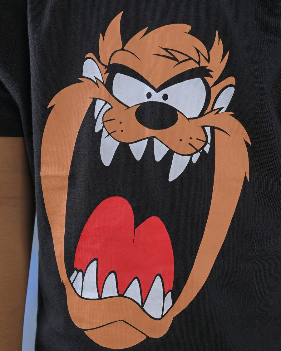 Black Wild Cartoon Character Printed Short Sleeve T-Shirt