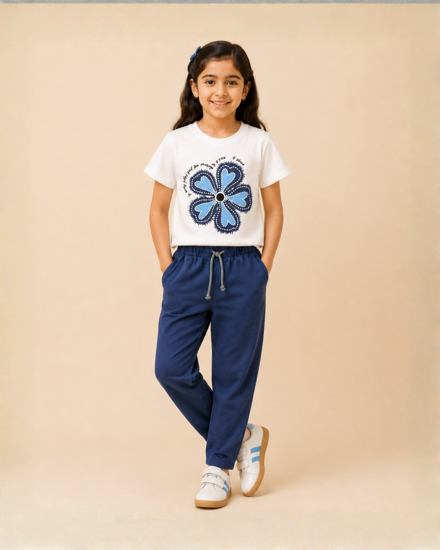 Blue Flower Outfit | T-Shirt + Pant Set