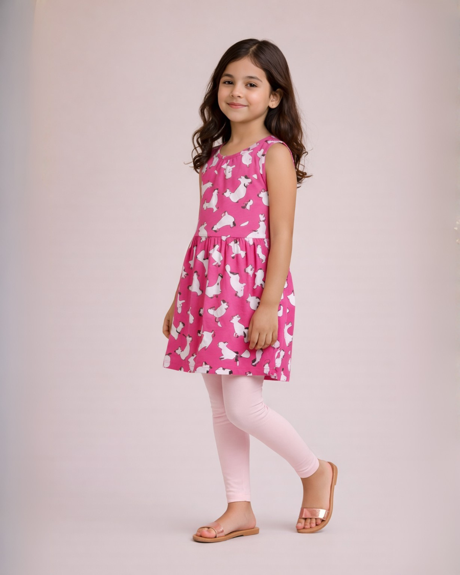 Pink Kitty Charm Outfit | Dress + Legging Set