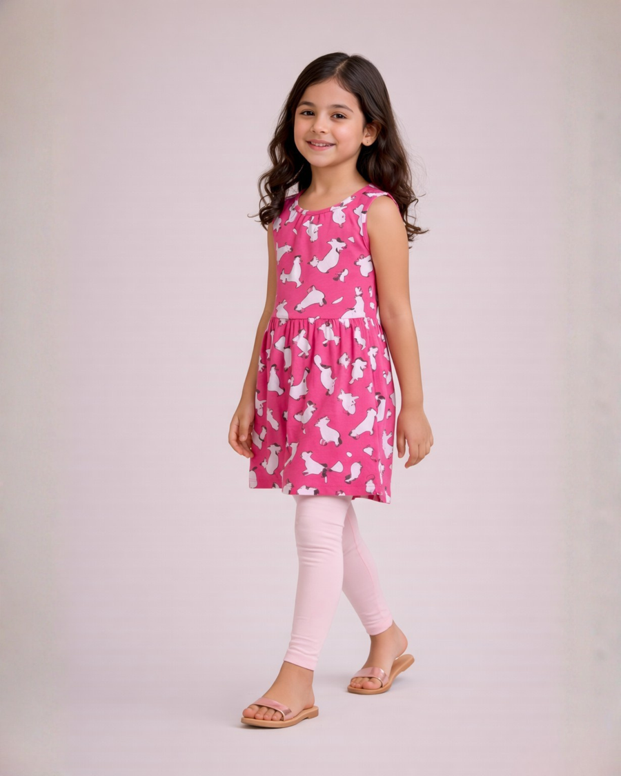 Pink Kitty Charm Outfit | Dress + Legging Set