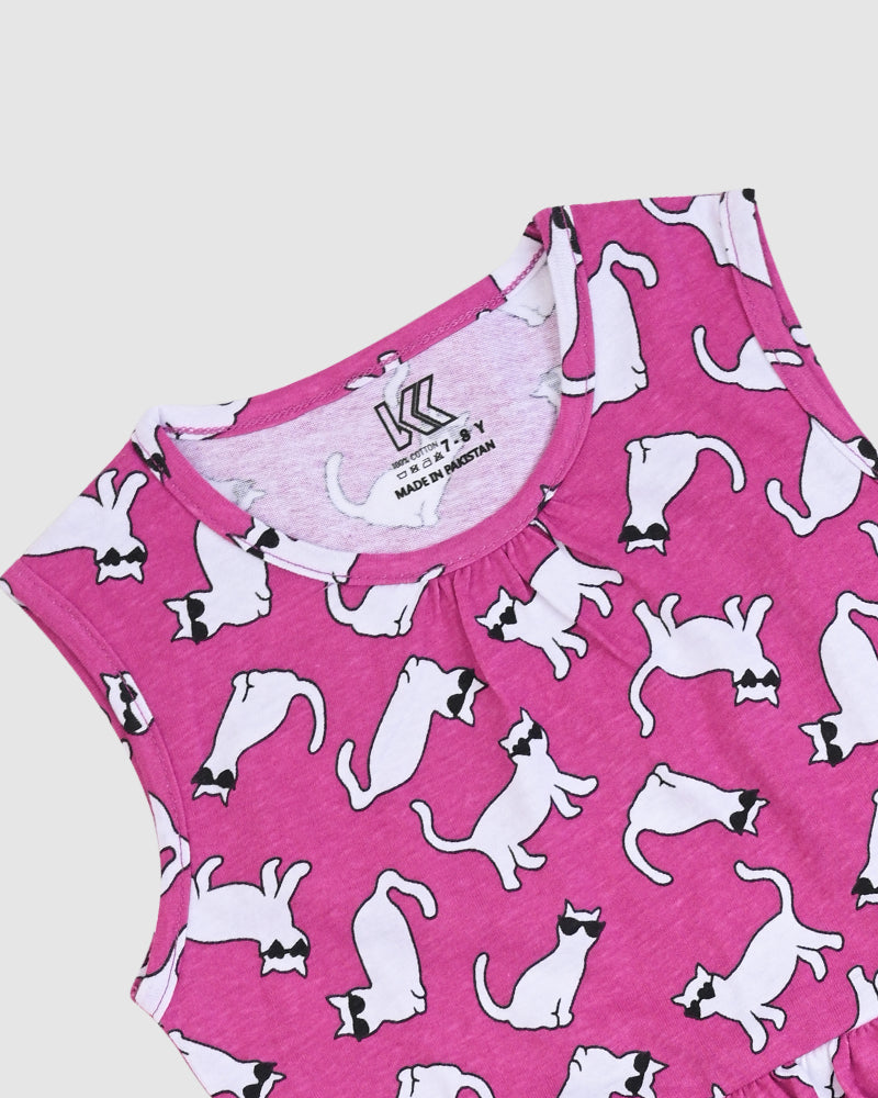 Pink Kitty Charm Outfit | Dress + Legging Set