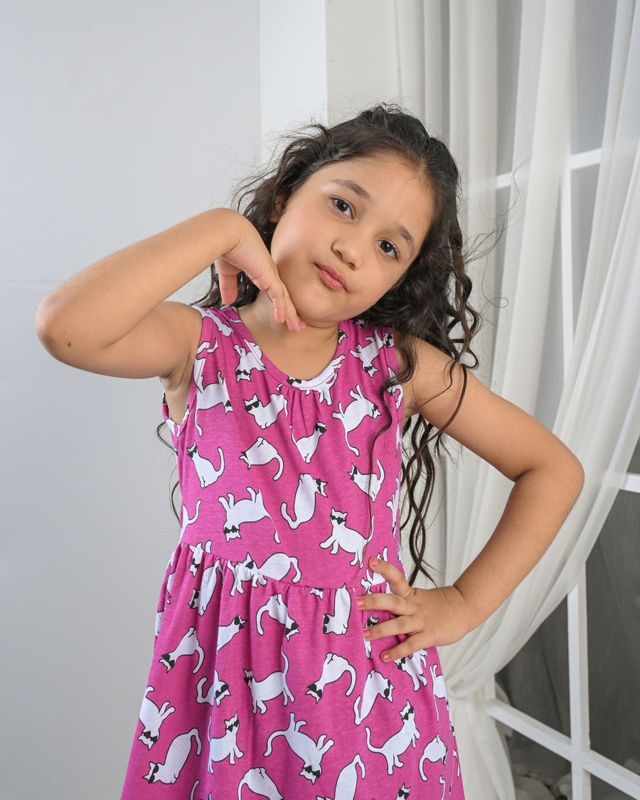 Pink Kitty Charm Outfit | Dress + Legging Set