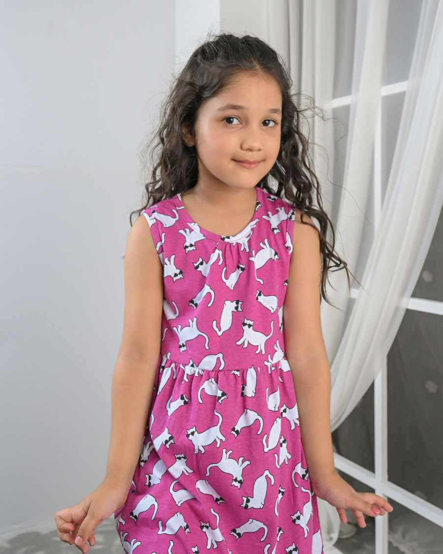 Pink Kitty Charm Outfit | Dress + Legging Set