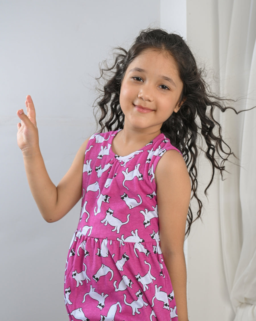 Pink Kitty Charm Outfit | Dress + Legging Set