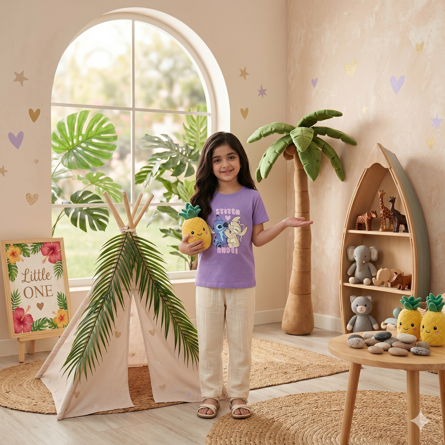 Stitch Purple Kids T-Shirt | Soft Cotton Tee