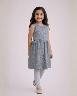 Grey Daisy Delight Outfit | Dress + Legging Set