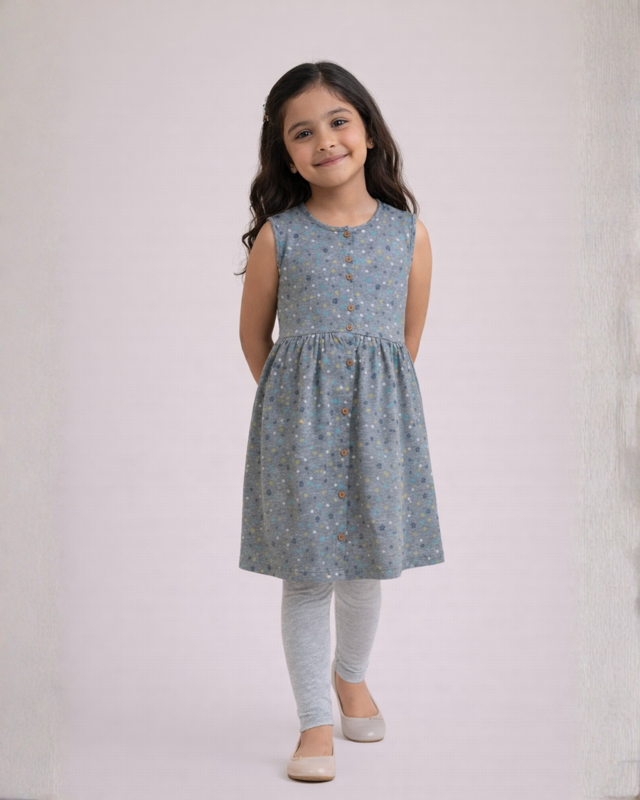 Grey Daisy Delight Outfit | Dress + Legging Set