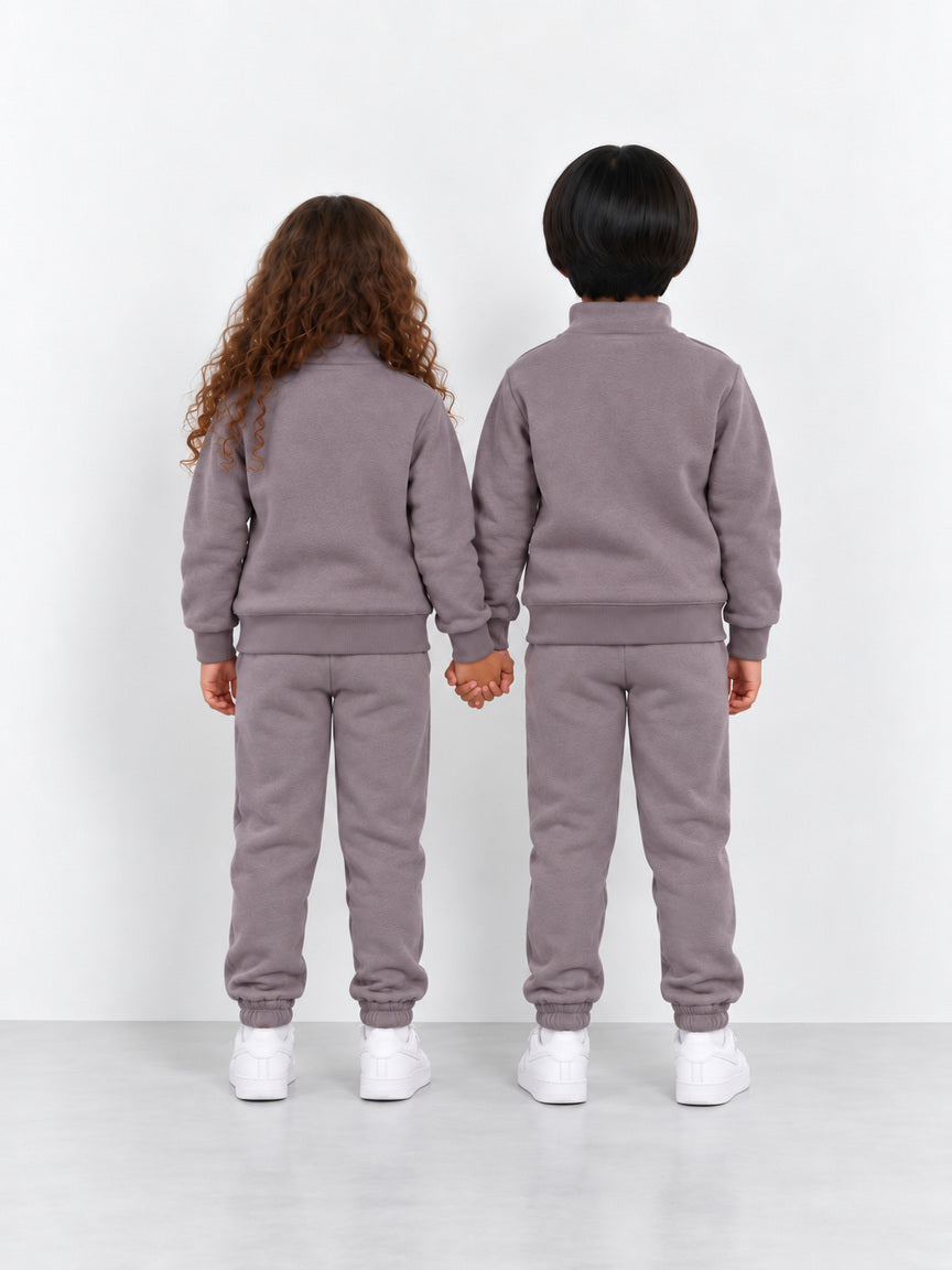 Dusty Lilac Quarter-Zip Fleece Sweatshirt & Trouser Set