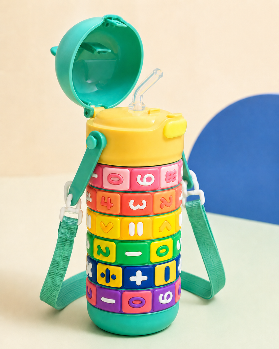Kids Learning Rings Stainless Steel Water Bottle | Green