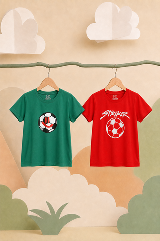 Kids Soccer Graphic T-Shirt Bundle | Red & Green Pack