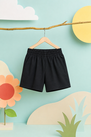 Kids Unisex Solid Black Summer Shorts