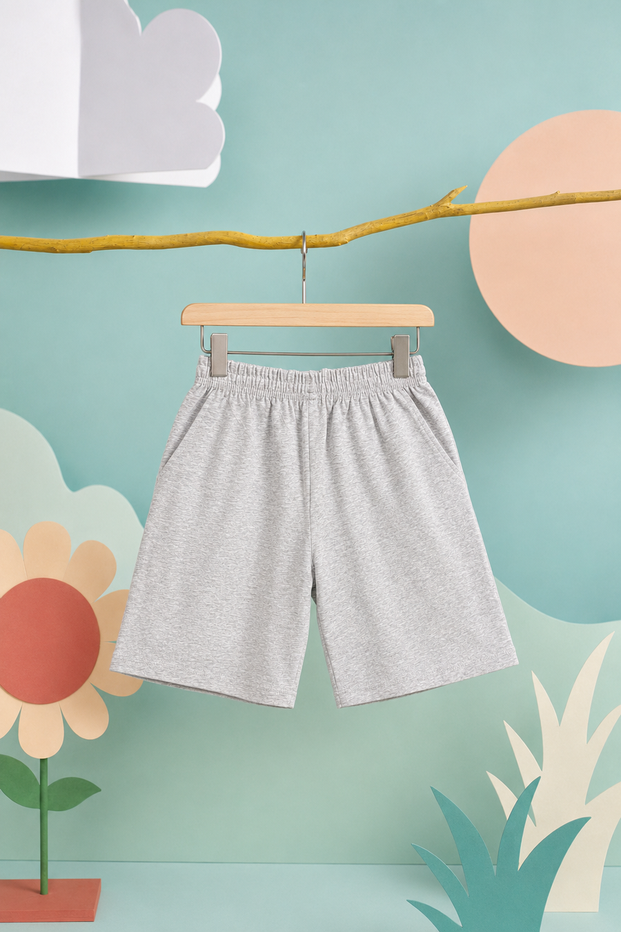 Kids Unisex Solid Grey Summer Shorts