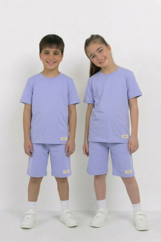 Lavender Unisex Cotton Lycra Co-ord Set | T-Shirt & Short