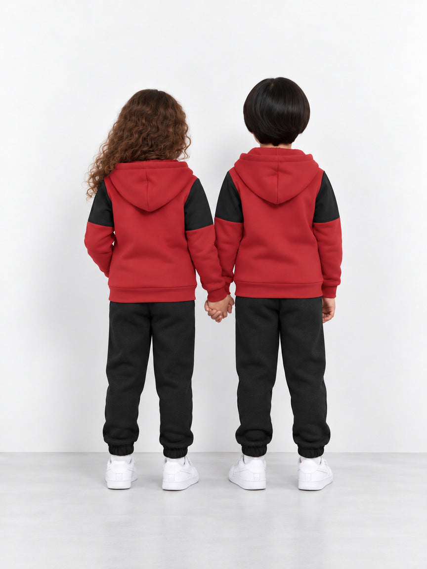 Mama's Boy Red & Black Fleece Hoodie & Trouser Set