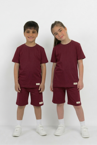 Maroon Unisex Cotton Lycra Co-ord Set | T-Shirt & Short