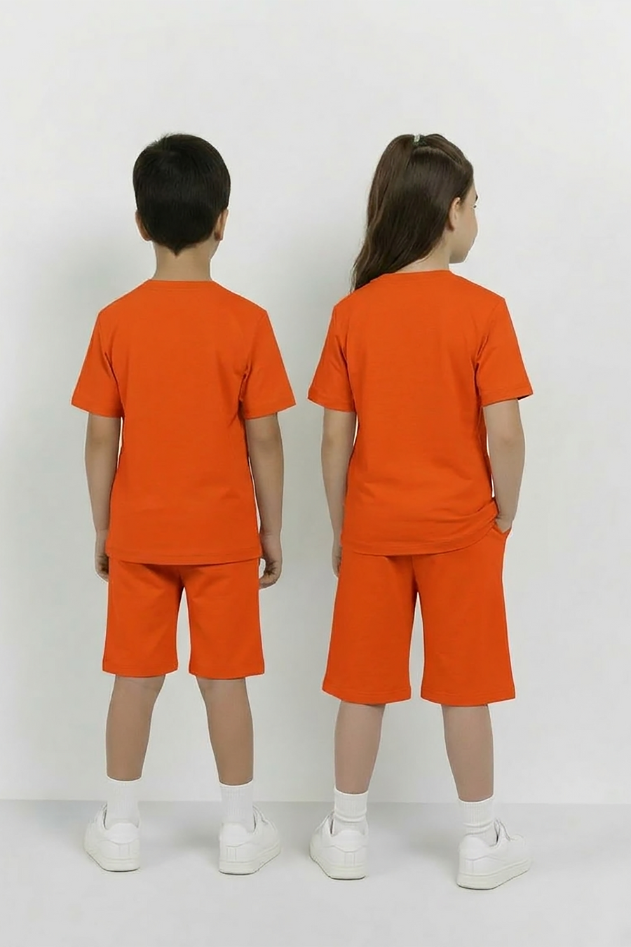 Orange Unisex Cotton Lycra Co-ord Set | T-Shirt & Short