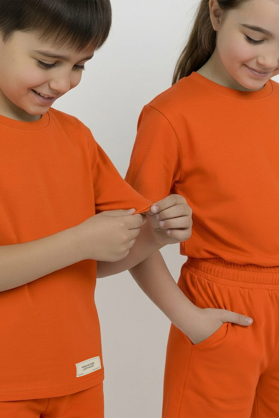 Orange Unisex Cotton Lycra Co-ord Set | T-Shirt & Short