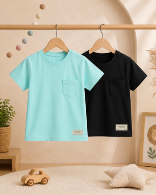 Pack of 2 Unisex Cotton Lycra T-Shirts | Pocket Tees