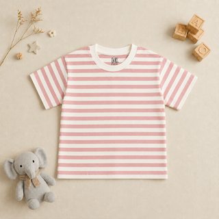 Pink Striped Kids T-Shirt | Soft Cotton Tee