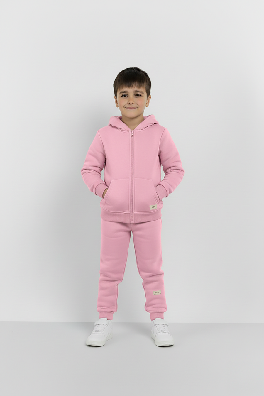 Pink Zipper Hoodie and Trouser Set