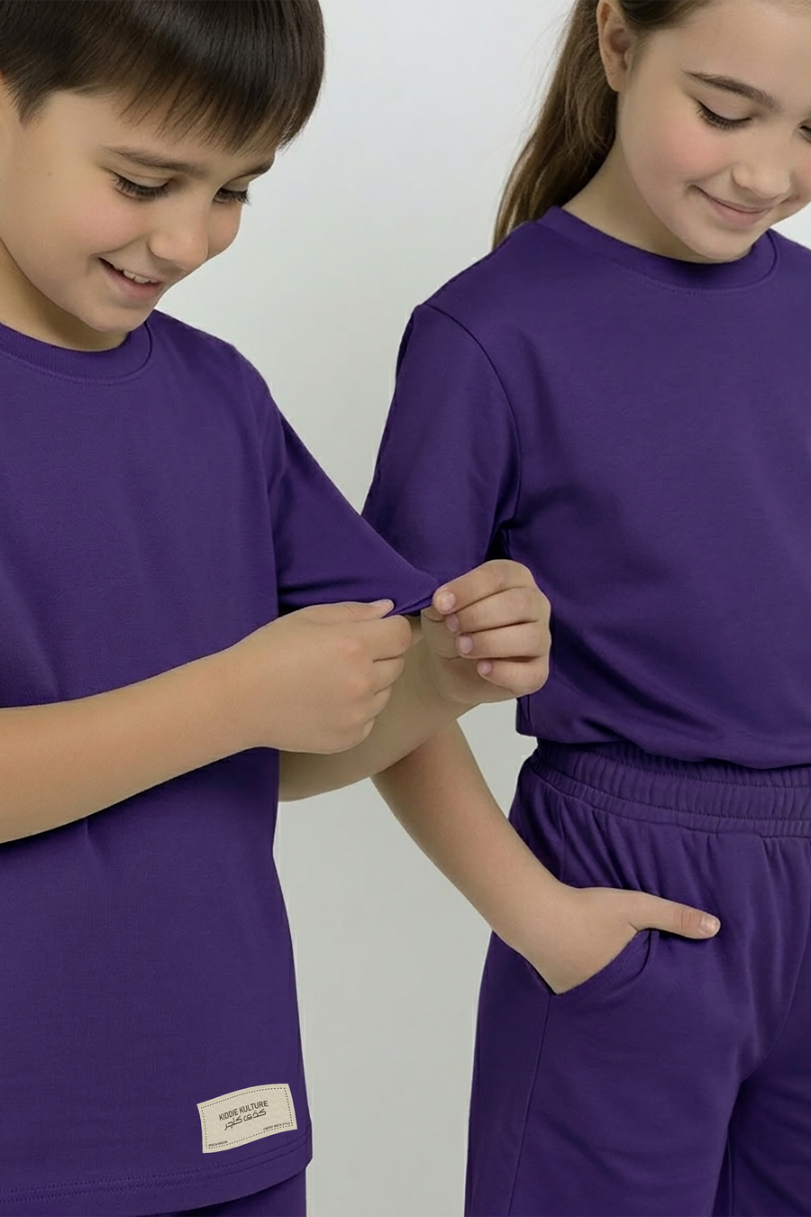 Purple Unisex Cotton Lycra Co-ord Set | T-Shirt & Short