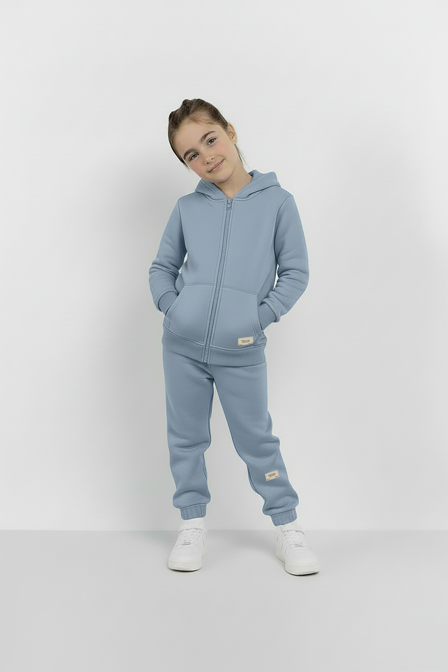 Sky Blue Zipper Hoodie and Trouser Set