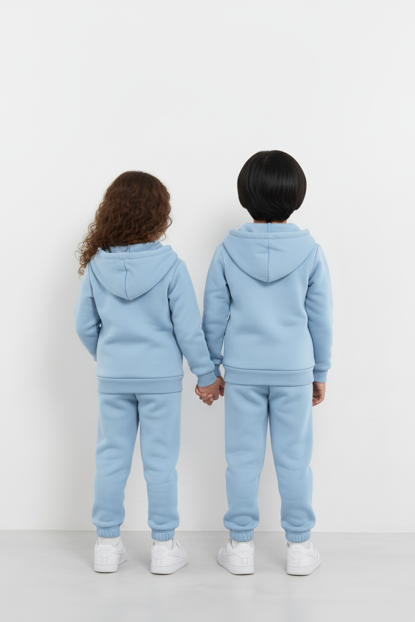 Baby Blue Zipper Hoodie and Trouser Set