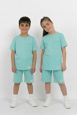 Aqua Mint Unisex Cotton Lycra Co-ord Set | T-Shirt & Short