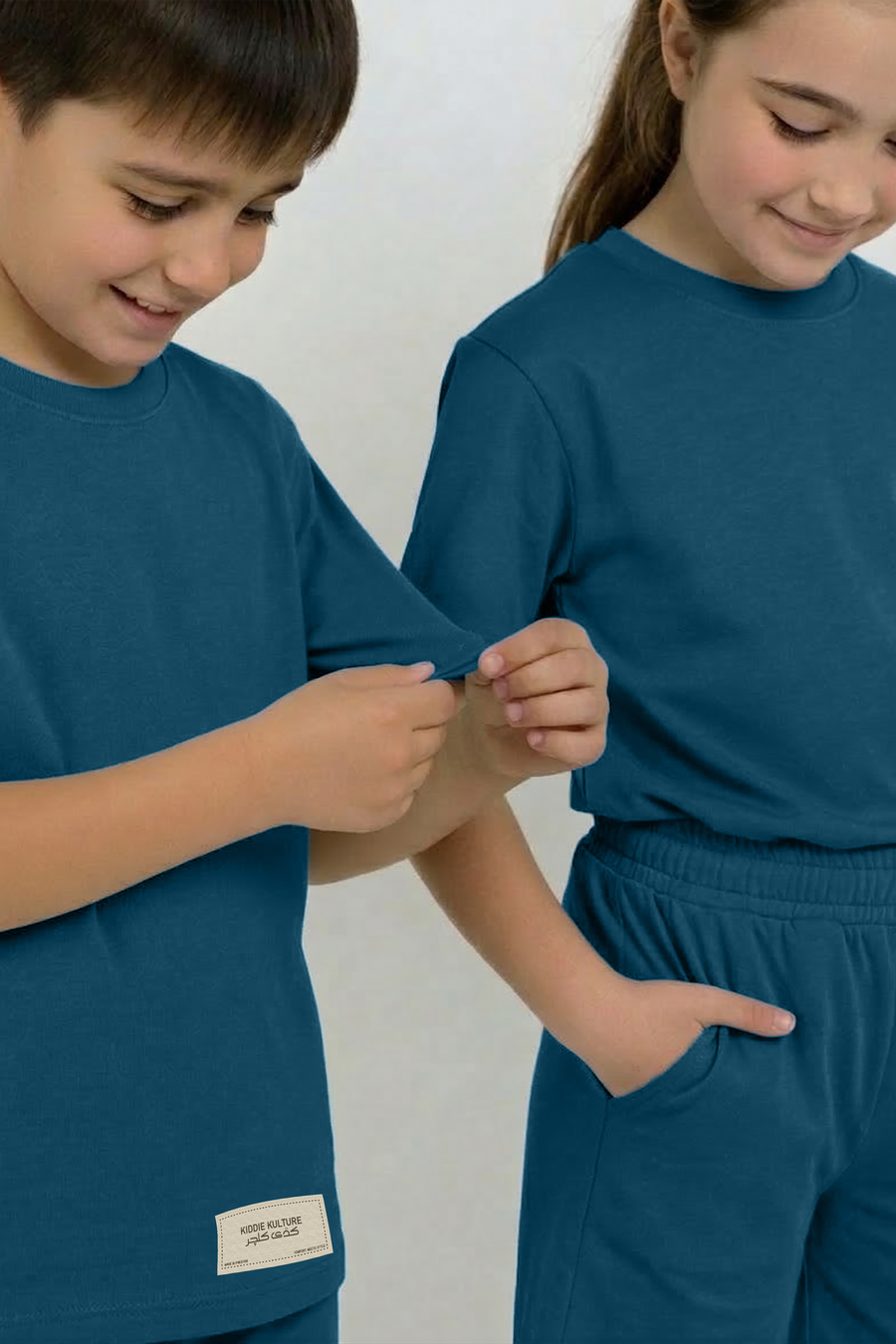 Teal Unisex Cotton Lycra Co-ord Set | T-Shirt & Short