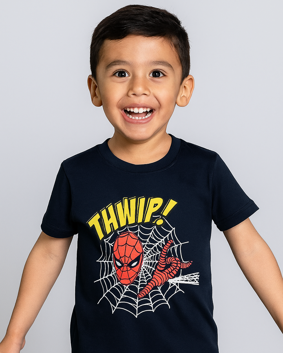 Web Printed Kids' Navy T-Shirt