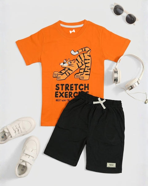 Tiger Stretch Co-ord Set | T-Shirt & Shorts