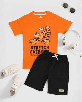 Tiger Stretch Co-ord Set | T-Shirt & Shorts