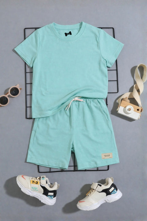 Aqua Mint Unisex Cotton Lycra Co-ord Set | T-Shirt & Short