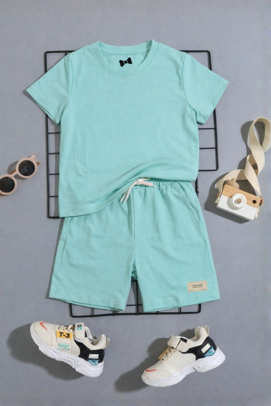 Aqua Mint Unisex Cotton Lycra Co-ord Set | T-Shirt & Short