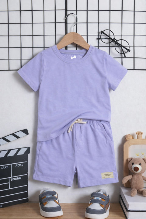 Lavender Unisex Cotton Lycra Co-ord Set | T-Shirt & Short