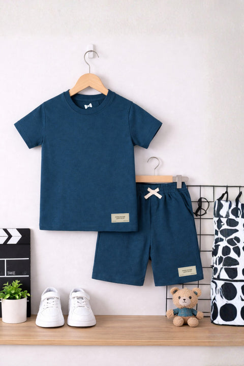 Teal Unisex Cotton Lycra Co-ord Set | T-Shirt & Short