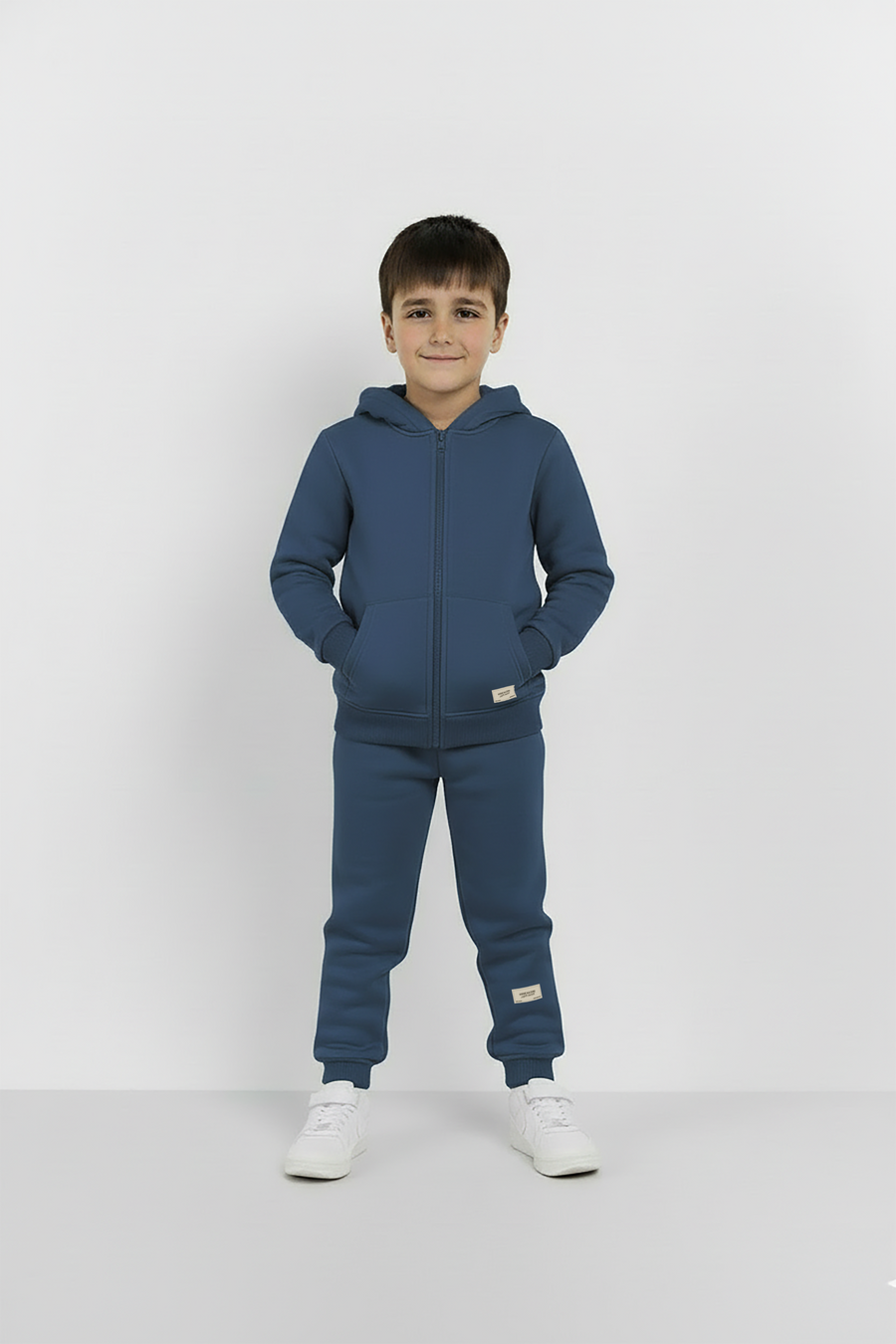 Vintage Blue Zipper Hoodie and Trouser Set