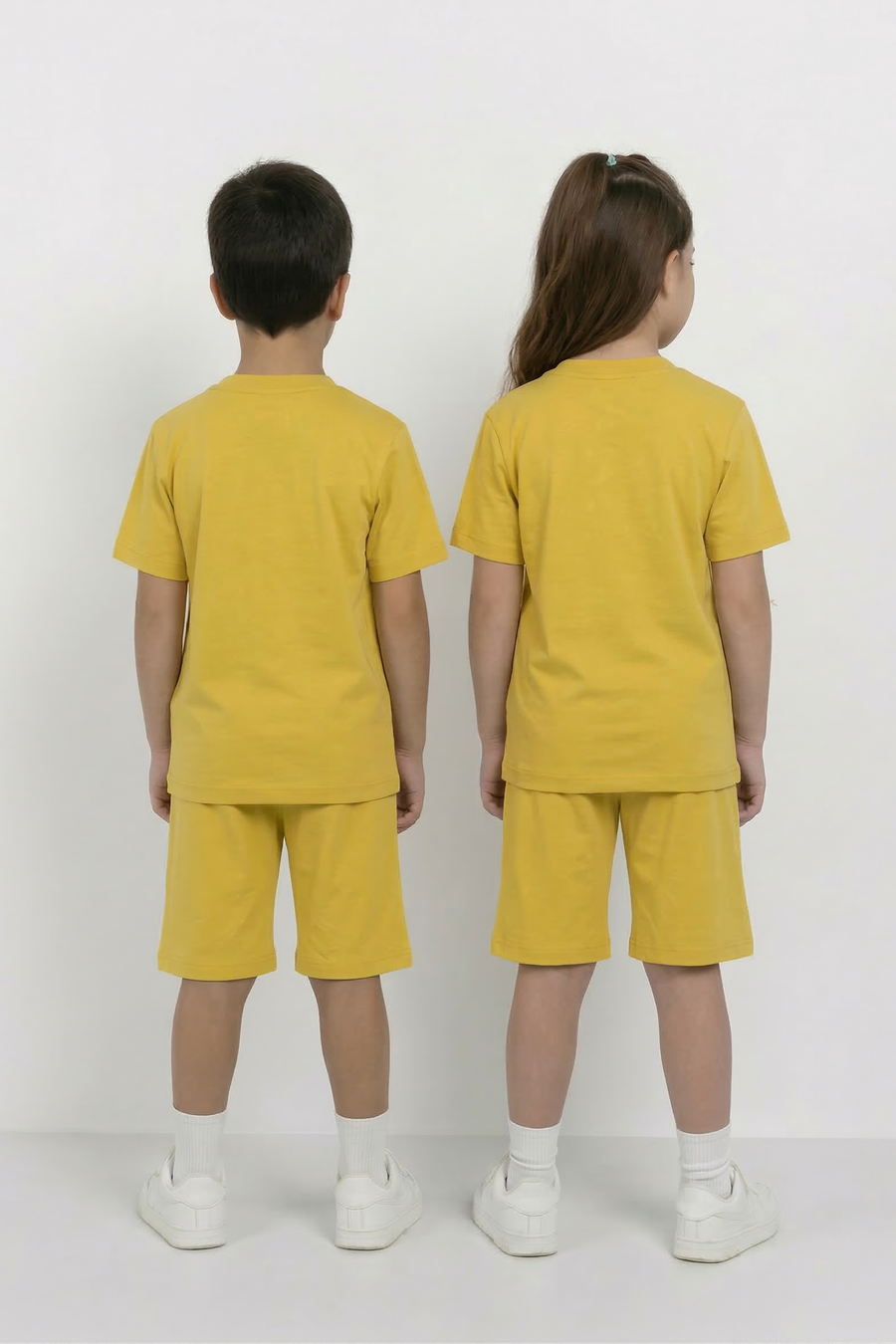 Yellow Unisex Cotton Lycra Co-ord Set | T-Shirt & Short