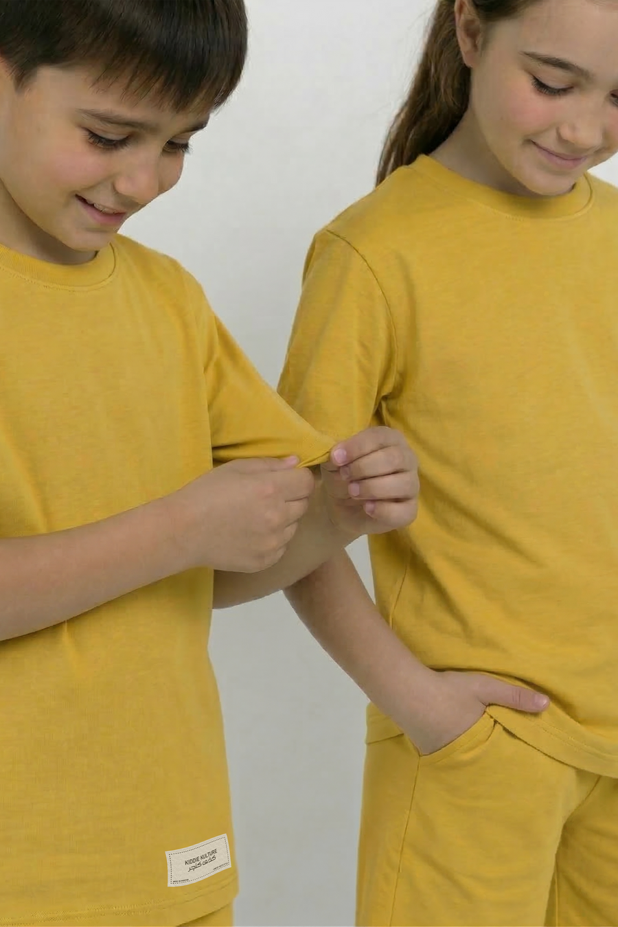 Yellow Unisex Cotton Lycra Co-ord Set | T-Shirt & Short